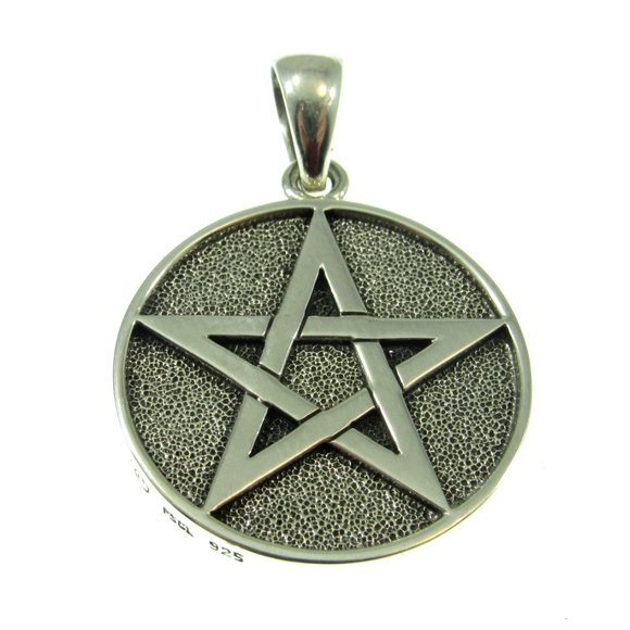 Handcrafted Solid 925 Sterling Silver Yin Yang & Pentacle Reversable Pendant - Picture 5 of 5